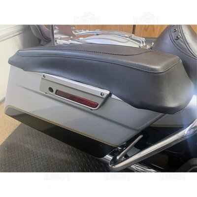 Pair Leather Hard Saddlebag Lid Covers Shield Fit Harley 97-13 FLT FLH Touring - Image 1 of 4