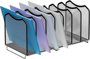 Mesh Desktop File Sorter Organizer, 7 Section Bookshelf for Desk Home Office, Bl - Picture 1 of 7