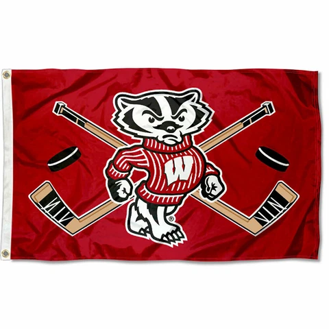 Wisconsin Badgers Hockey Flag Cover