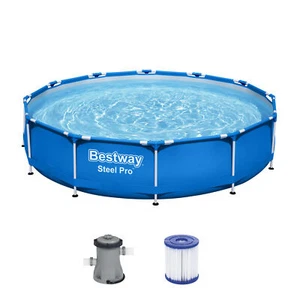 Bestway Schwimmbecken + Poolpumpe Schwimmbad Pool Framepool Stahlrahmen Ø366cm - Bild 1 von 9