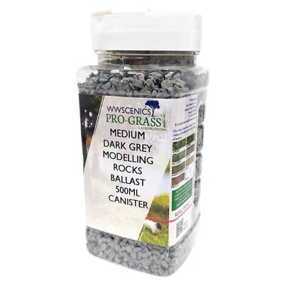 WWScenics Medium Grade Dark Grey Ballast 500ml Can | Model Railway Ballast Train - Image 1 of 4