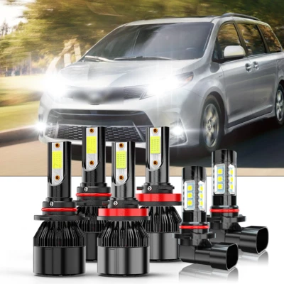 For Toyota Sienna 2011-2020 6X 6000K LED Headlight Hi/Lo Beam + Fog Light Bulb Foto 1 de 4