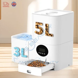 Smart Automatic Timed Pet Feeder Cat Dog Water Fountain Auto Dispenser Bowl - Picture 1 of 9