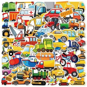 60pcs cartoon construction vehicles transportation children's helmets stickers - Picture 1 of 11