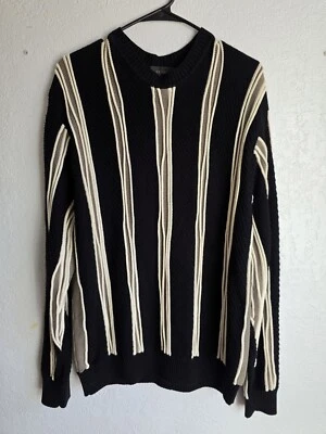 F/X Fusion Men's Pullover Knit Sweater 3D Stripes Retro Acrylic Cotton Size L - Image 1 of 4