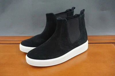 Zapato Chelsea Ecco Soft 9 para mujer talla 7 negro gamuza botín informal al tobillo Foto 1 de 4