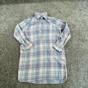 Polo Ralph Lauren Dress Girls Size 10 Blue Purple Pony Button Plaid Long Sleeve - Picture 1 of 8