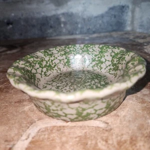 BBP Beaumont Brothers Pottery Green Sponge Fluted Edge Small Bowl - Imagen 1 de 6