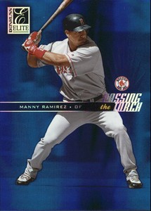 2004 Donruss Elite Passing the Torch Blue Baseball Card #16 Manny Ramirez /250