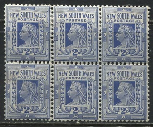 New South Wales 1897 2d blue block of 6 mint o.g. - Picture 1 of 1