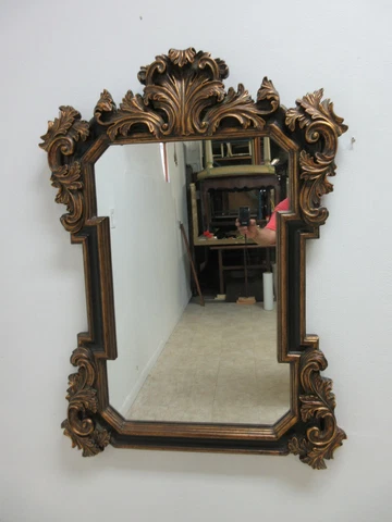 Italian Regency The Raschella Collection  Gold gilt Hanging Wall Vanity mirror Cover