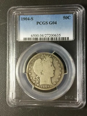 1904-S  PCGS  G-4  Barber Half Dollar   Y and part of LT  Semi Key Date #3 - Image 1 of 4