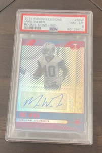 Mike Weber Auto SSP # 24/50 2019 Illusions Rookie Signs Cowboys RC RB PSA 8 - Picture 1 of 2