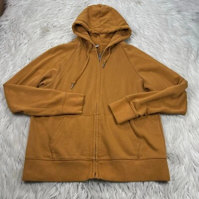 Sudadera con capucha para mujer Uniqlo L naranja cremallera frontal mezcla de algodón Foto 1 de 4