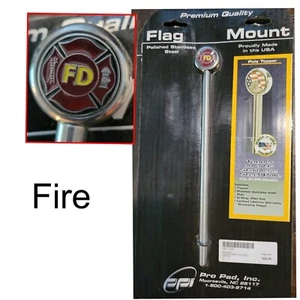Motorcycle Flag Mount 9" Pole and Topper Fire 0521-1023 Made in the USA - Picture 1 of 1