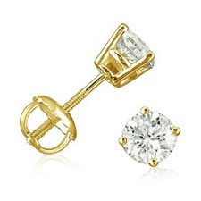 1/2ct  IGI Certified Diamond Stud Earrings in 14K Yellow Gold with IGI Gift Box
