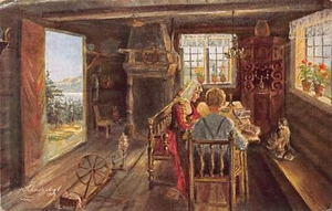 Danmark - Dansk Kunst - G. Schneevoigt - Lektierne laeses - Publ. Arthur Schüer - Bild 1 von 2