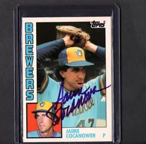 1984 TOPPS VTG. TRADED RC CARD SIGNED IP AUTO JAIME COCANOWER MILWAUKEE BREWERS - Picture 1 of 2