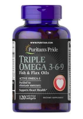 Puritan's Pride Triple Omega 3-6-9 Fish & Flax Oils, 120 Softgels