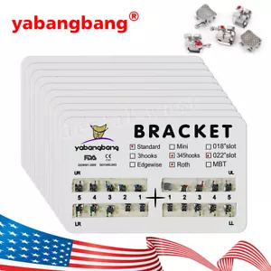 10 Packs Dental Orthodontic Brackets Braces Metal Standard Roth.022 Hook 345 - Picture 1 of 13