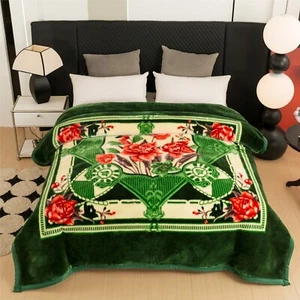 Korean Mink Fleece Organic King Blanket, 2 Ply Reversible Silky Soft Plush Warm - Picture 1 of 12