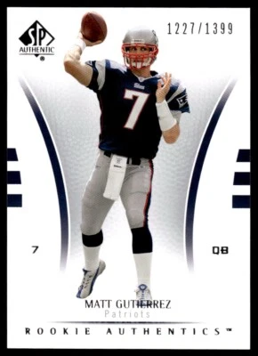 2007 SP Authentic Matt Gutierrez Rookie 1227/1399 New England Patriots #131 R25 - Image 1 of 2