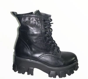 BUENO WR5602 Botines Biker Anfibios De Cuero Para Mujer - Imagen 1 de 2