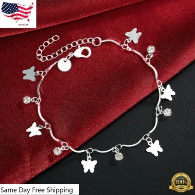 Bonita Pulsera Mariposa Mujer Linda Moda Chapada en Plata Joyería  Foto 1 de 4