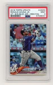 Ronald Acuna Jr. 2018 Topps Update Rainbow Foil #US250 RC Variation PSA 9