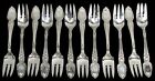 Tiffany & Co Broom Corn 12 Pieces 3 Tine 6 7/4" Salad Forks Sterling Silver
