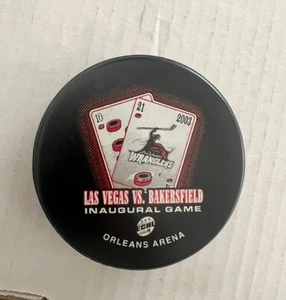 LAS VEGAS WRANGLERS 2003 Inaugural Game Hockey Puck ECHL Orleans Arena SGA - Picture 1 of 4