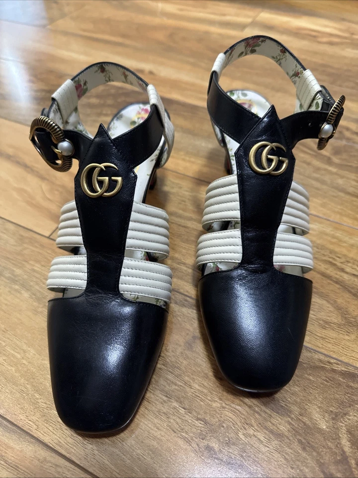 🩷Gucci Black Leather Heel/Pumps 37.5 7.5 37 7 (adjustable) 🩷 - Image 1 of 4