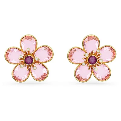 Swarovski Crystal Idyllia Stud Earrings Flower, Pink, Gold-Tone Plated 5656635 - Image 1 of 4