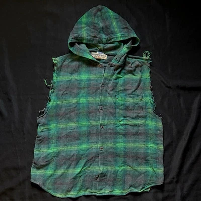 VTG UnionBay Green Hooded Sleeveless Button Down Adult Size Medium 100% Cotton - Image 1 of 4