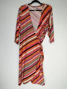 Emma Michele Wickelkleid Größe 2X gestreift Jersey Stretch 3/4 Arm - Bild 1 von 8