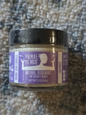 Primal Pit Paste Baking Soda Formula Natural Deodorant 2 OZ Glass Jar LAVANDER. Foto 1 de 4