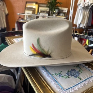 VTG Stetson 10x Beaver Fur Felt Silver Cowboy Hat Size 7 1/4 NEVER BEEN WORN - Picture 1 of 8