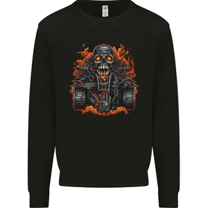 A Skull Quad Bike Rider ATV Off Roading Biker Kids Sweatshirt Jumper - Picture 1 of 3