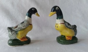 Vintage Stockente Salz Pfefferstreuer Set Männchen Keramik Japan 2 Korken Stopfen - Bild 1 von 13