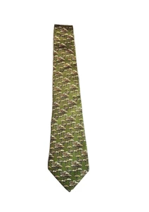 Salvatore Ferragamo 100% Silk Men's Tie Green Trees Nature Forest Standard Size - Picture 1 of 5