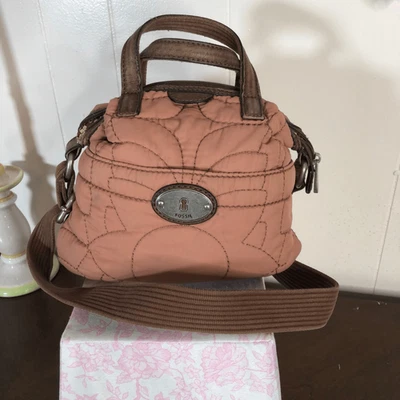 Fossil Womens  Keyper Quilted Crossbody Satchel Purse Handbag Dusty Rose Small - Image 1 of 4