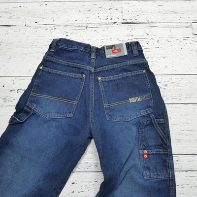 Pantalones de mezclilla Southpole para jóvenes 12 azules ropa de trabajo de carpintero bolsillos holgados calce relajado Foto 1 de 4