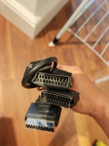 2 x SCART Lead Cable Fully Wired 21 Pin RGB SKY TV DVD - Picture 1 of 2