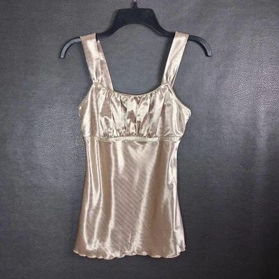 Top Iz Byer Mujer Pequeño Lechera Babydoll Satinado De Colección Y2K Dorado Metálico Foto 1 de 4