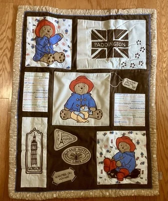 Paddington Bear Reversible Baby Quilt Comforter and Crib Sheet 100% Cotton ~ New - Image 1 of 4