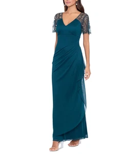 XSCAPE Petite Embellished Chiffon Gown MSRP $209 Size 8P # 14B 2078 Blm - Picture 1 of 10