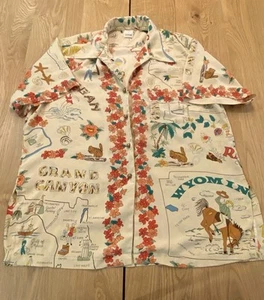 Vintage Todd Oldham Silk Shirt Button Down Shirt Western Grand Canyon Floral - Picture 1 of 14