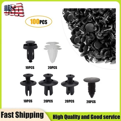 100pcs Car Bumper Clips Retainer Auto Screw Rivets Fastener Fender Push Pin Kits - Image 1 of 4