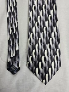 Alexander Julian Colours Krawatte Herren schwarz grau weiß geometrische Welle 100 % Seide - Bild 1 von 5