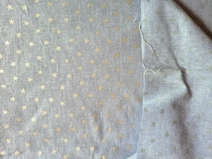 SILVER METALLIC STARS ON BLUE MARCUS BROS COTTON BLEND FABRIC 26X44 INCHES - Picture 1 of 2